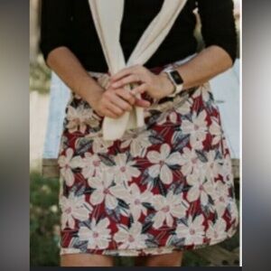 RIPSKIRT HAWAII Terracotta Red Garden Floral Print Wrap Skirt Women’s Size XXL